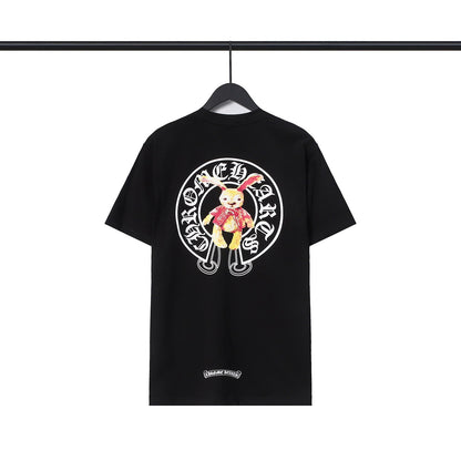 Chrome Heart T Shirts Croix Cross Leather Printed Short Sleeve T-Shirt