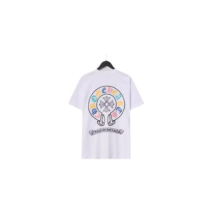 Chrome Heart T Shirts Croix Cross Color Leather Printed Short Sleeve T-Shirt