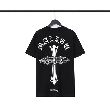 Chrome Heart T Shirts Croix Cross Leather Printed Short Sleeve T-Shirt