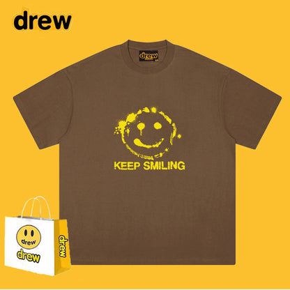 Drew T-shirts Smiley Face Short Sleeve Fashion Printed T-shirt