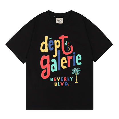 Gallery Dept T-shitrs plus Size Loose Short Sleeve Rainbow