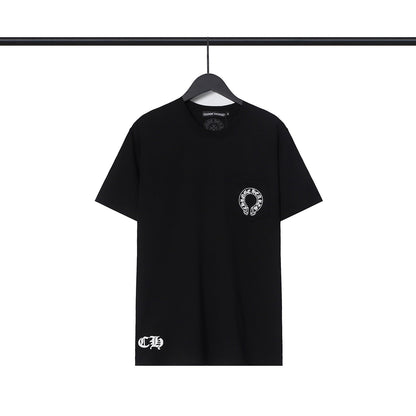 Chrome Heart T Shirts Croix Cross Leather Printed Short Sleeve T-Shirt