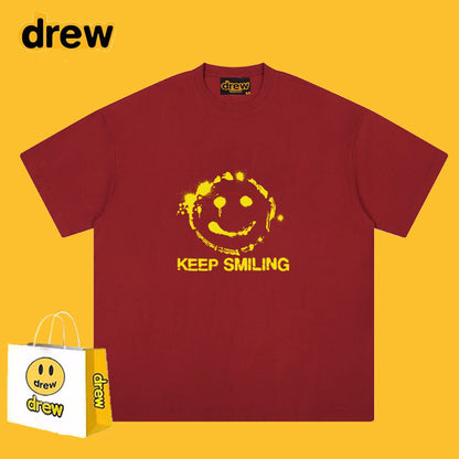 Drew T-shirts Smiley Face Short Sleeve Fashion Printed T-shirt