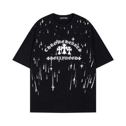 Chrome Heart T Shirts Versatile Casual Loose Print Embroidery T-Shirt Sleeves