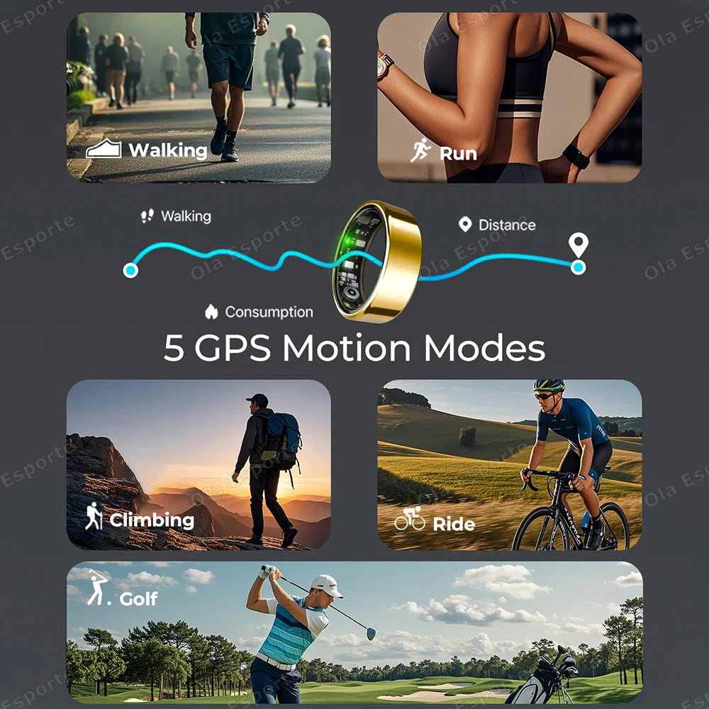 2026 New Smart Ring Heart Rate Blood Pressure Sleep Monitoring Motion Tracking IP68 Waterproof Men Women Smart Ring Holiday Gift