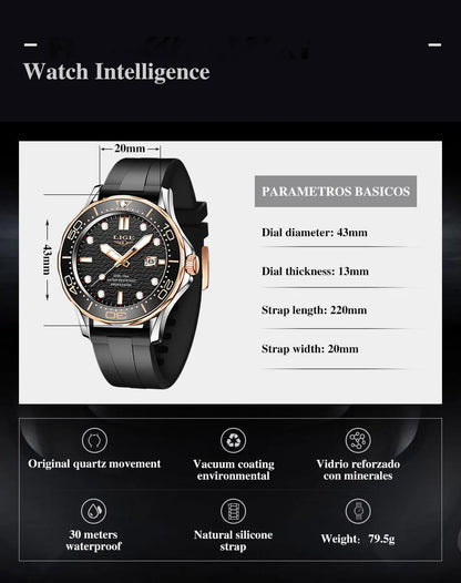 2026 LIGE New Business Mens Watches Top Brand Luxury Dive Watch For Men Waterproof Date Clock Sport Watch Relogio Masculino+Box