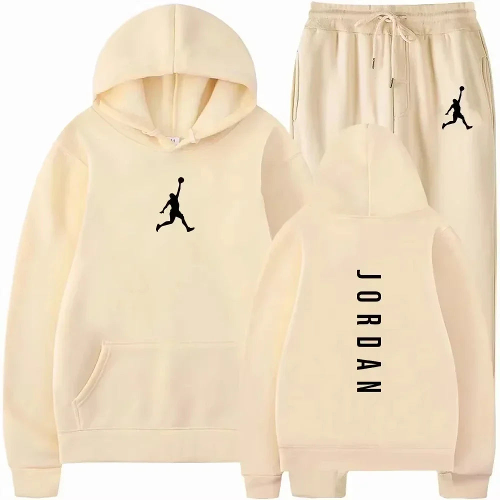 2025 Spring and autumn outdoor fitness basketball casual sportwear set fashion men's hooded jumper + jogging pants two-piece set