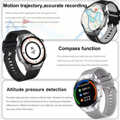 2026 Watch 5 Pro GPS Track Compass Smart Watch Men 360*360 AMOLED Screen NFC BT Call Waterproof Health Monitor Man Smartwatches
