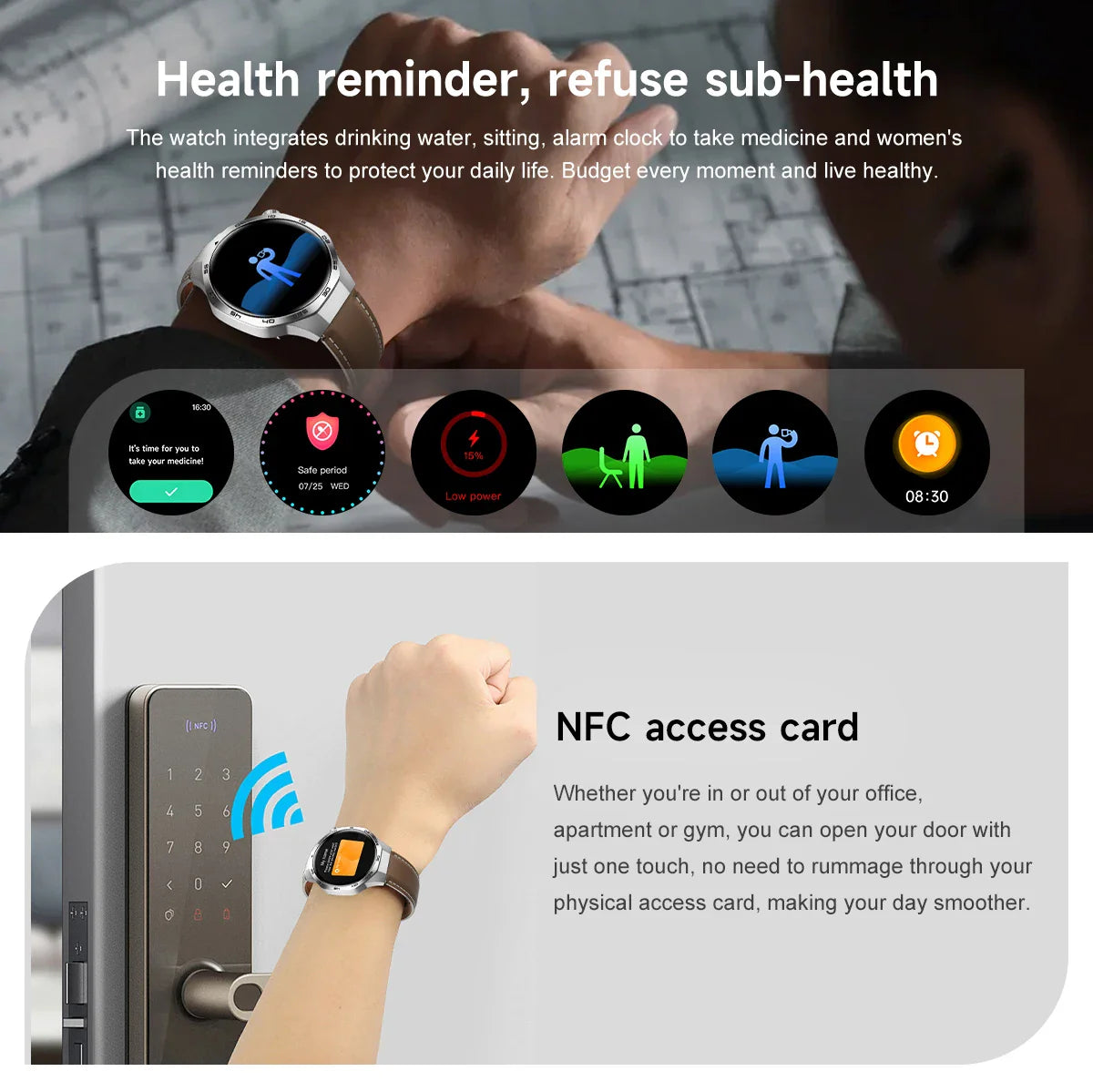 2026 Watch 5 Pro GPS Track Compass Smart Watch Men 360*360 AMOLED Screen NFC BT Call Waterproof Health Monitor Man Smartwatches