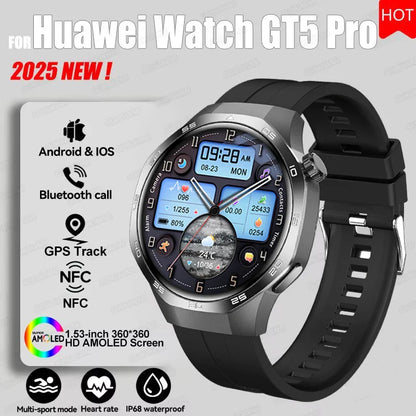 2026 Watch 5 Pro GPS Track Compass Smart Watch Men 360*360 AMOLED Screen NFC BT Call Waterproof Health Monitor Man Smartwatches