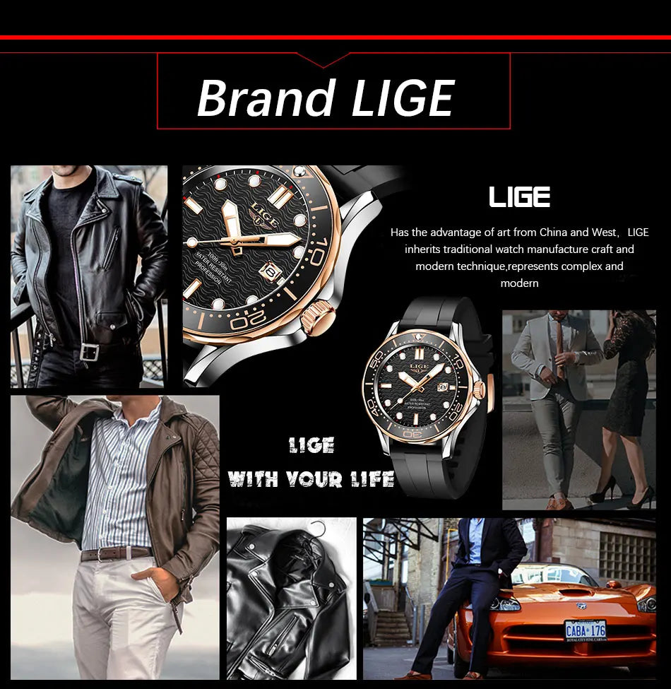 2026 LIGE New Business Mens Watches Top Brand Luxury Dive Watch For Men Waterproof Date Clock Sport Watch Relogio Masculino+Box