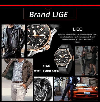 2026 LIGE New Business Mens Watches Top Brand Luxury Dive Watch For Men Waterproof Date Clock Sport Watch Relogio Masculino+Box