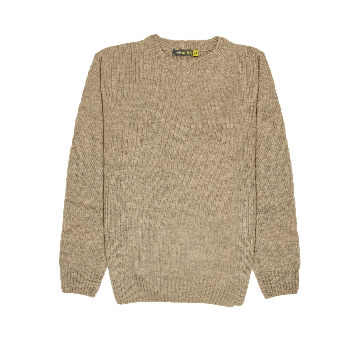 100 Shetland Wool Crew Round Neck Knit Jumper Pullover Mens Sweater Knitted Beige