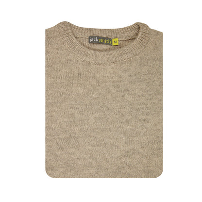 100 Shetland Wool Crew Round Neck Knit Jumper Pullover Mens Sweater Knitted Beige