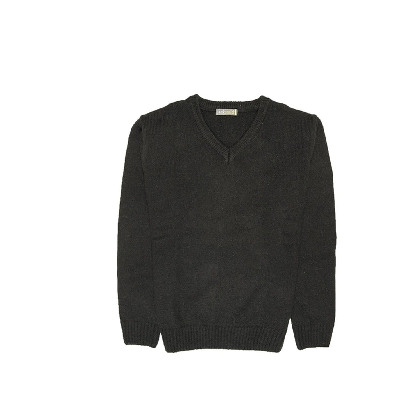 100 Shetland Ragg Wool V Neck Knit Jumper Pullover Mens Sweater Knitted Plain Black