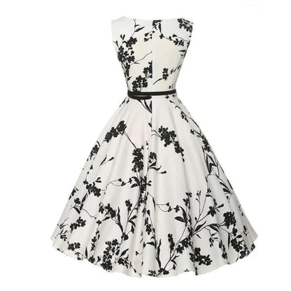 Summer Vestidos Dress Clothing Floral Robe Retro Swing Casual Vintage Rockabilly Dresses