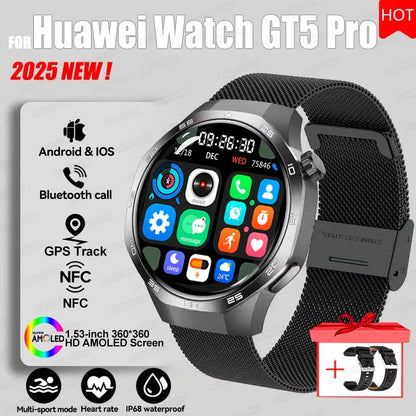2026 Watch 5 Pro GPS Track Compass Smart Watch Men 360*360 AMOLED Screen NFC BT Call Waterproof Health Monitor Man Smartwatches
