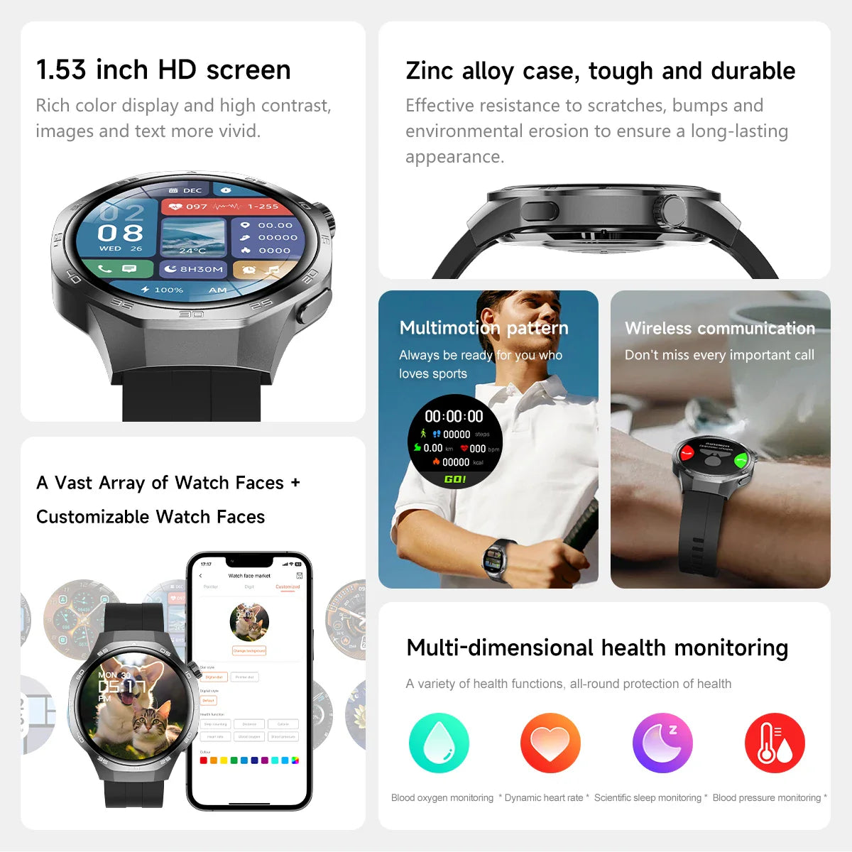 2026 Watch 5 Pro GPS Track Compass Smart Watch Men 360*360 AMOLED Screen NFC BT Call Waterproof Health Monitor Man Smartwatches