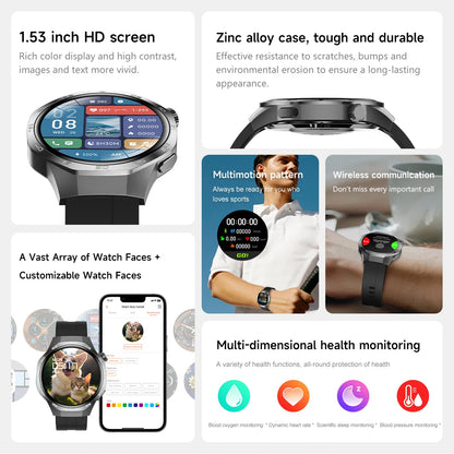 2026 Watch 5 Pro GPS Track Compass Smart Watch Men 360*360 AMOLED Screen NFC BT Call Waterproof Health Monitor Man Smartwatches
