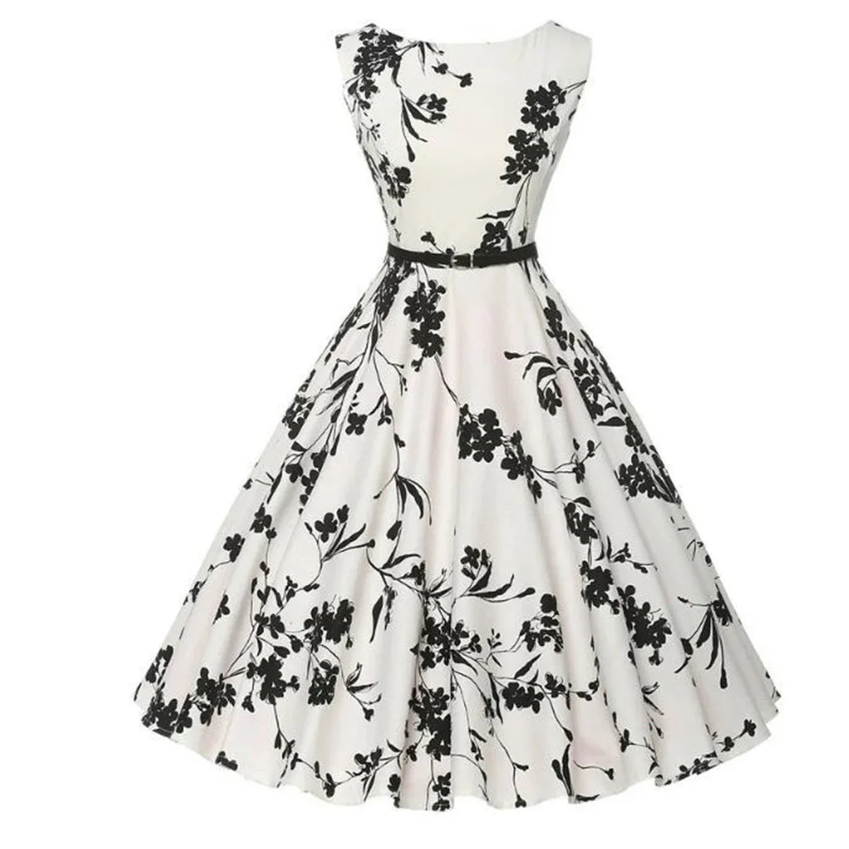 Summer Vestidos Dress Clothing Floral Robe Retro Swing Casual Vintage Rockabilly Dresses