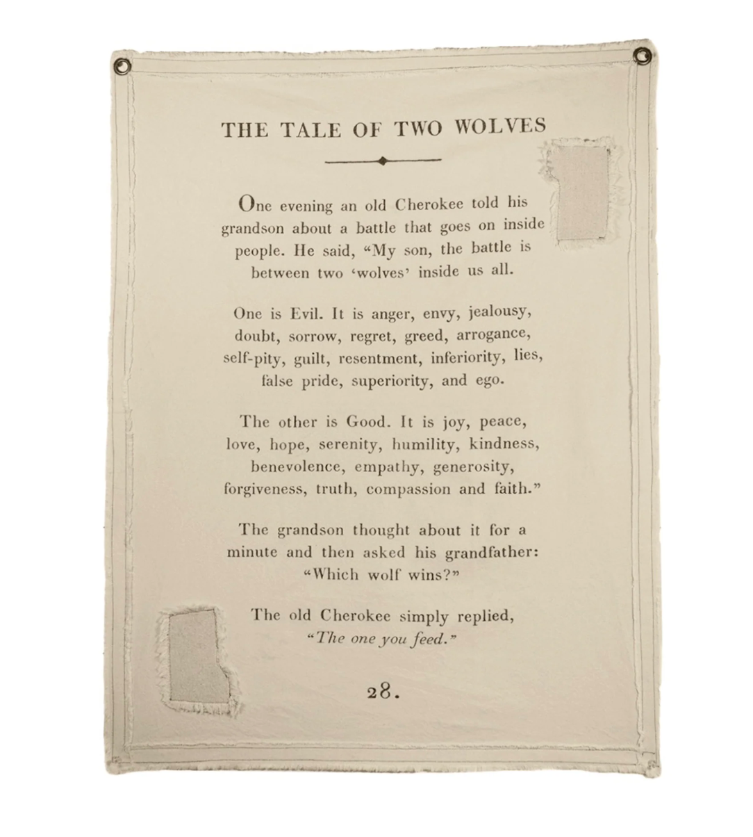 Tale Of Two Wolves Canvas Wall Tarp