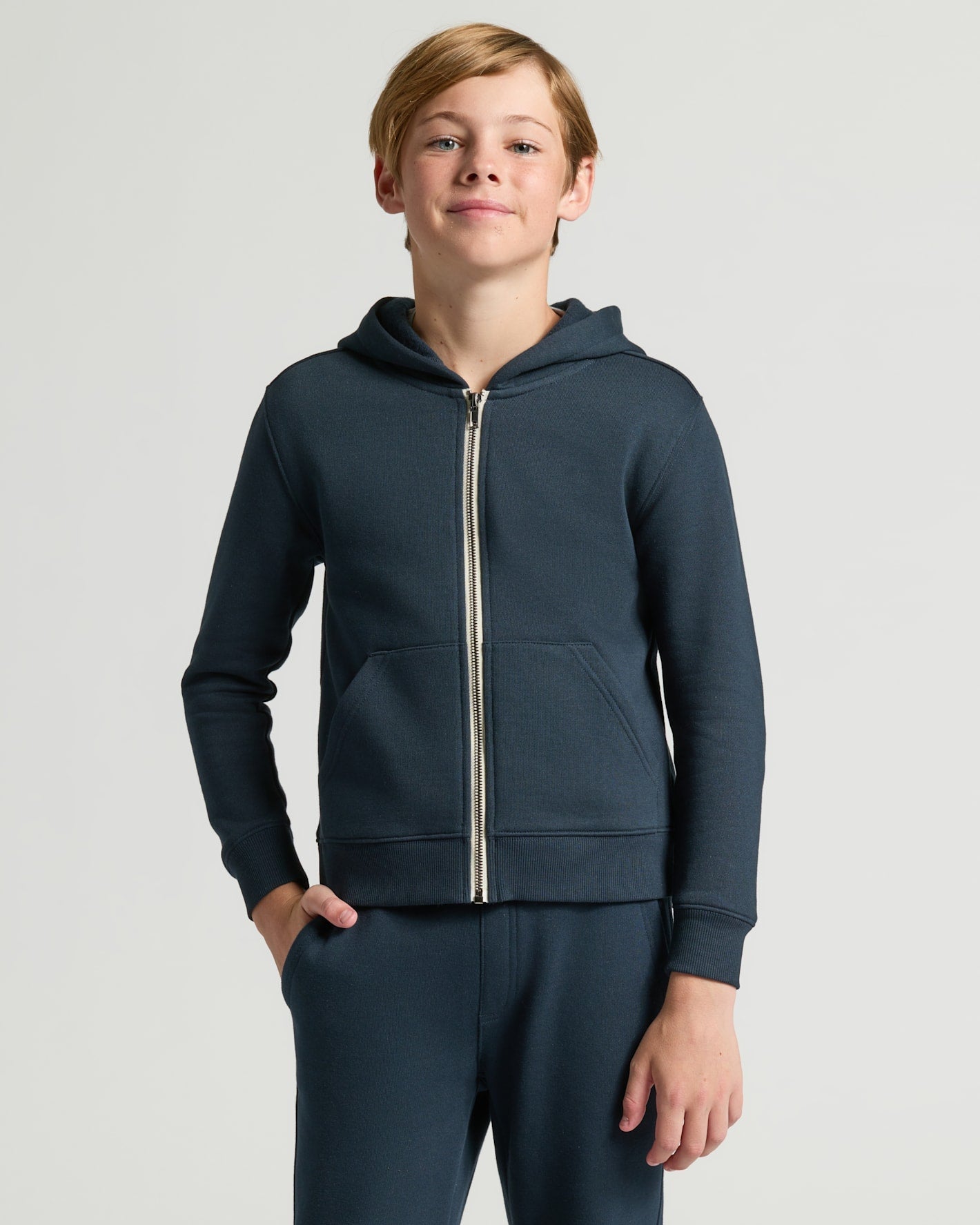 Boys Navy Full Zip Fleece Hoodie & Jogger 2-Pack