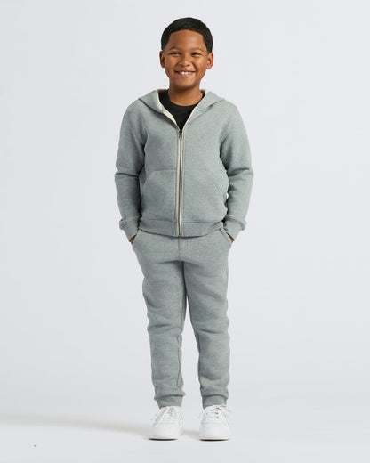 Boys' Medium Heather Gray Fleece Full Zip Hoodie