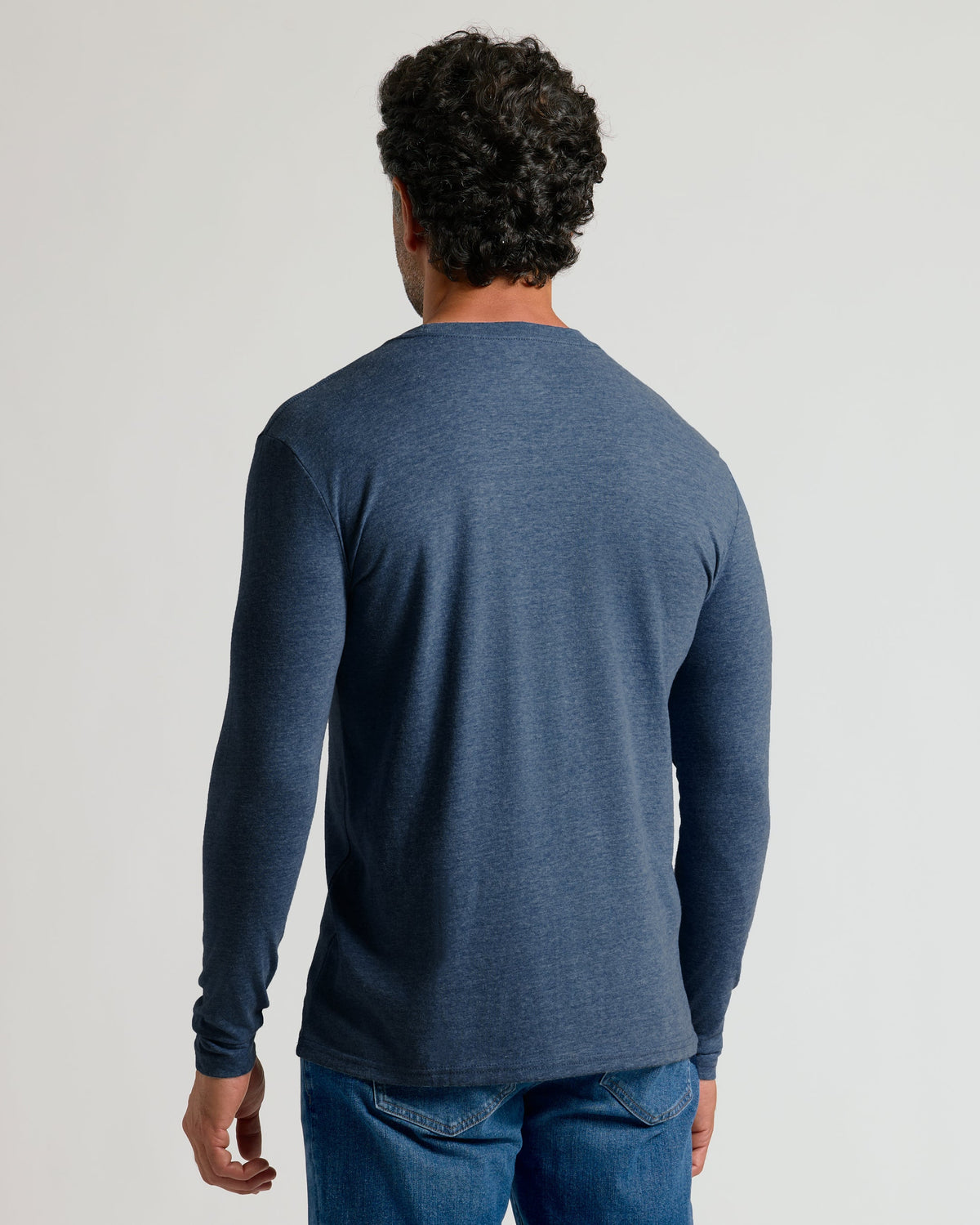 Heather Navy Classic Long Sleeve Crew Neck