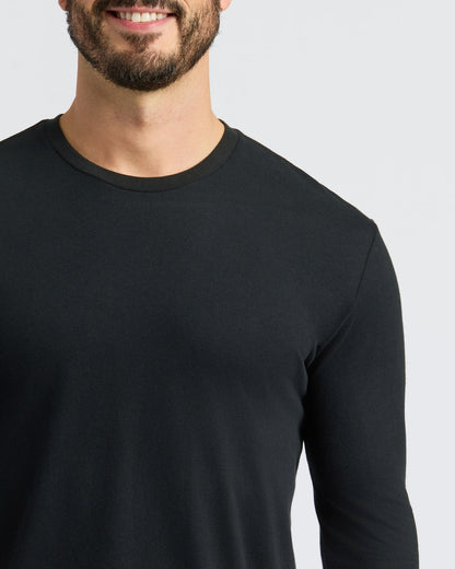 Black Classic Long Sleeve Crew Neck 3-Pack