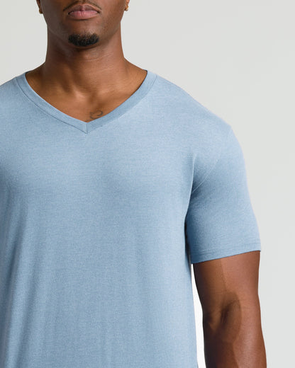 Heather Indigo Tall Short Sleeve Classic V-Neck