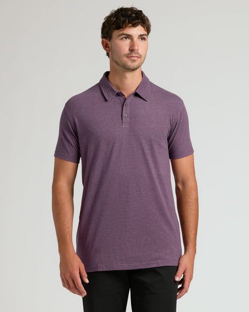 Dark Heather Plum Short Sleeve Tall Polo