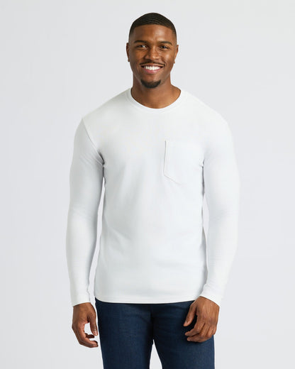 Black & White Tall Heavyweight Long Sleeve Pocket Crew 4-Pack