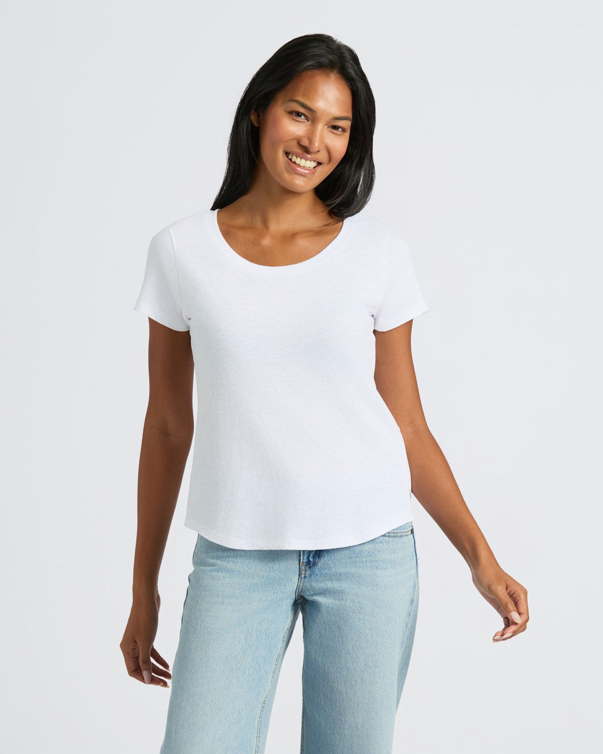 Womens Black & White Slub Scoop Neck Tee 2-Pack