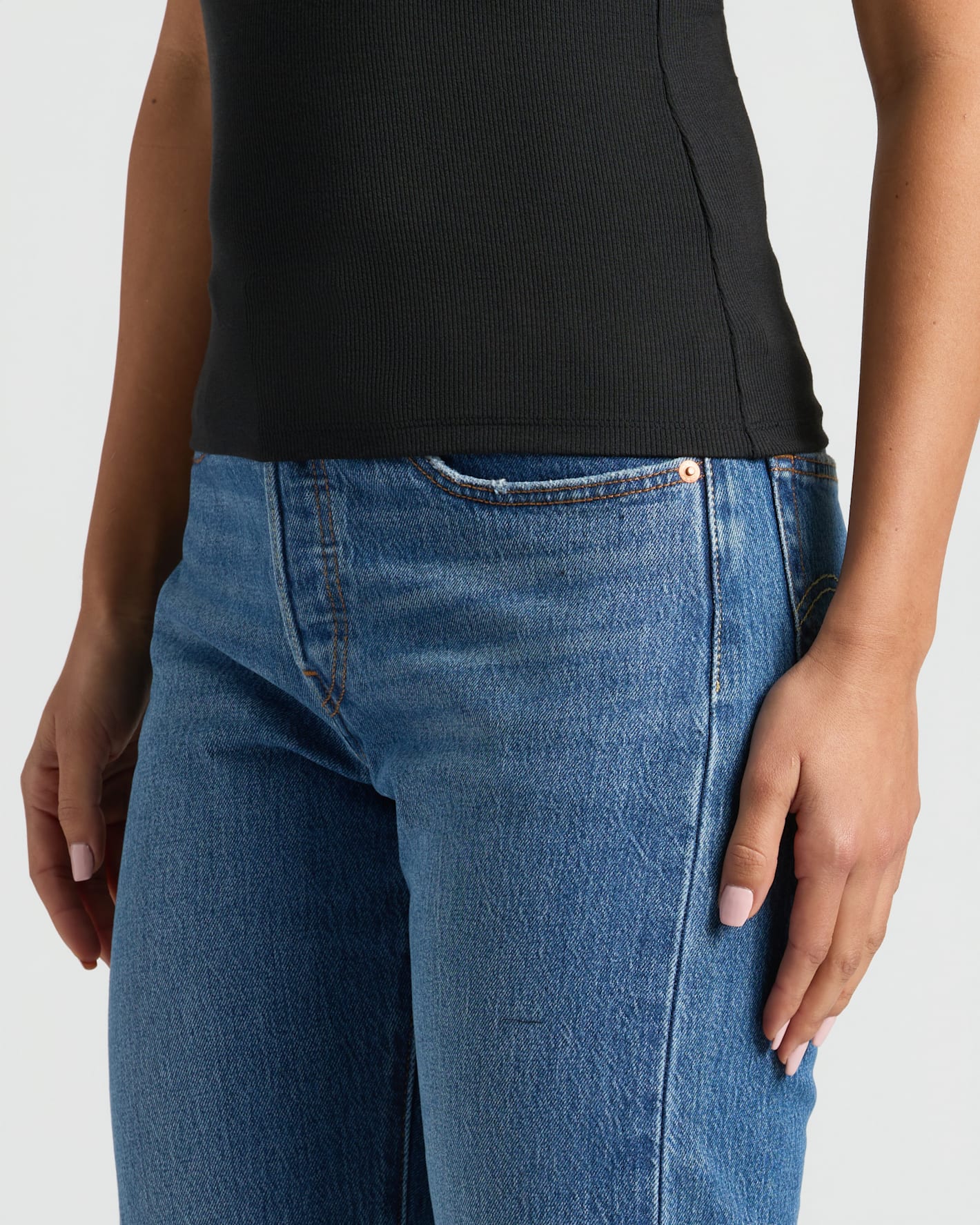 Womens Black Ribbed 3/4 Sleeve Scoop Neck Tee 3-Pack