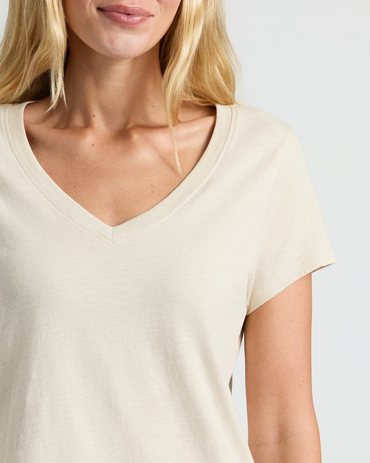 Womens Black & Oatmeal Relaxed Slub V-Neck Tee 4-Pack