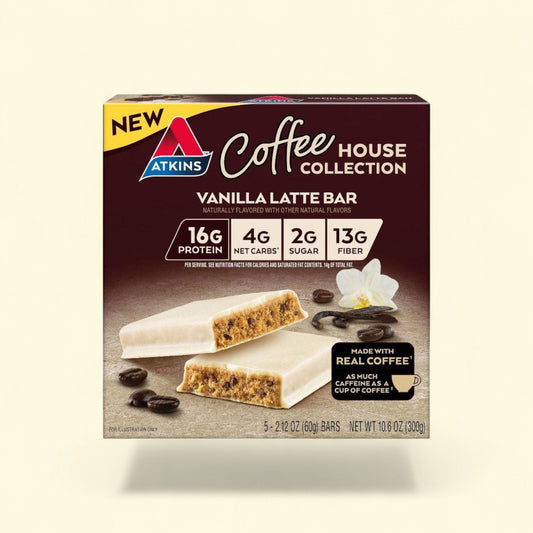 Atkins Coffee House Collection Protein Meal Bars, Vanilla, 10.6oz/5pk