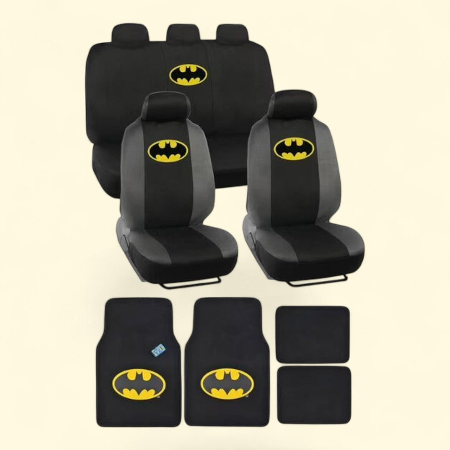 BDK Batman Seat Covers with Floor Mats Full Set, Holiday Car Auto Accessories Gift Set