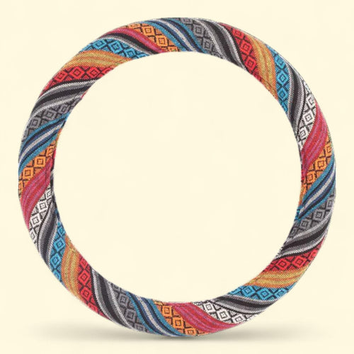 Auto Drive Boho Car Steering Wheel Cover, Polyester, Colorful, Universal Fit, 23SWC163, 1 count