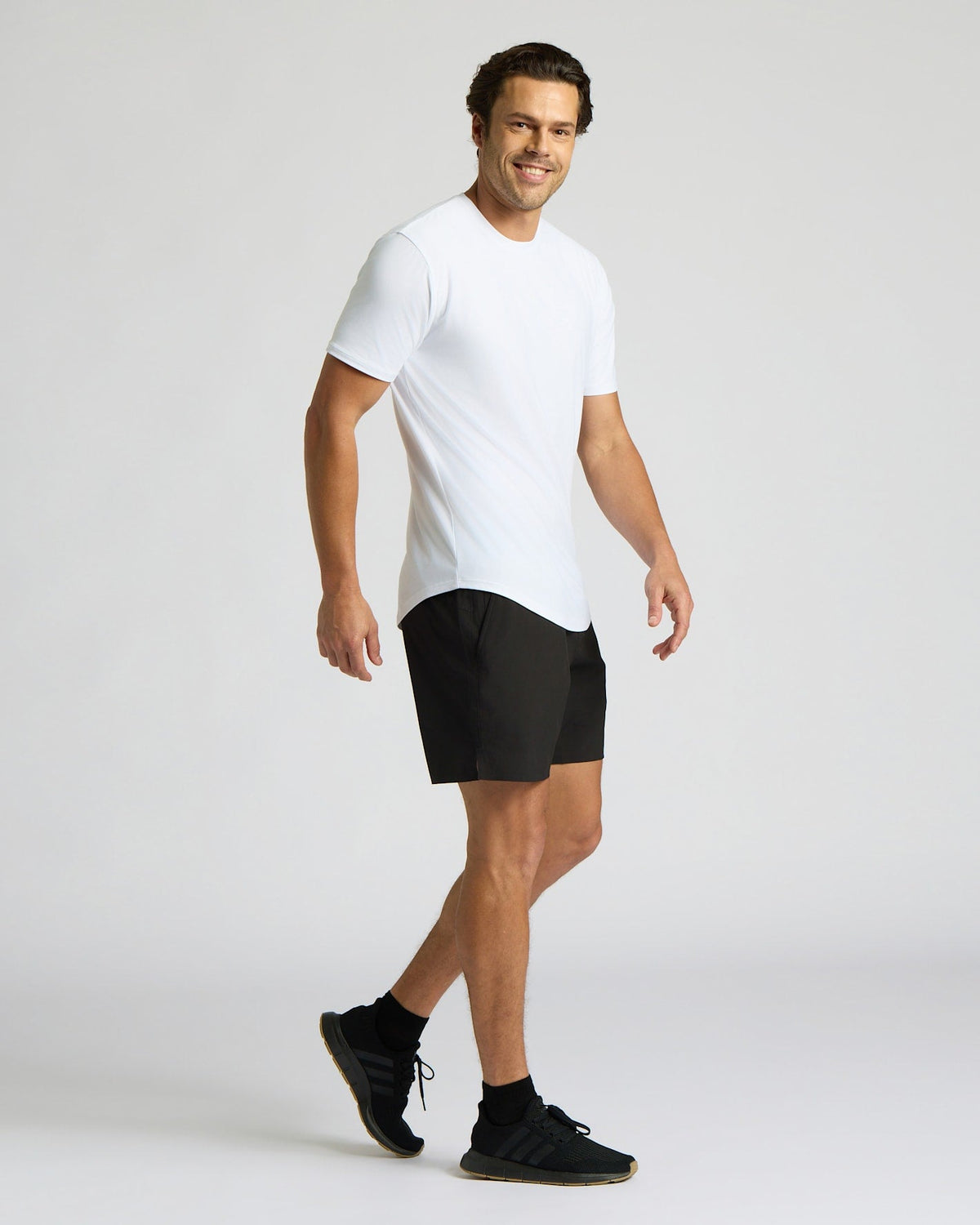 All White Active Curved Hem Crew 3-Pack