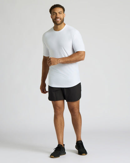 White Tall Active Curved Hem Crew