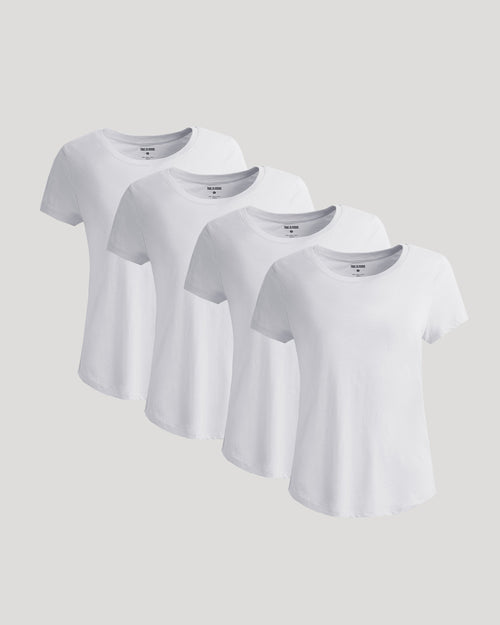 Womens White Slub Scoop Neck Tee 4-Pack