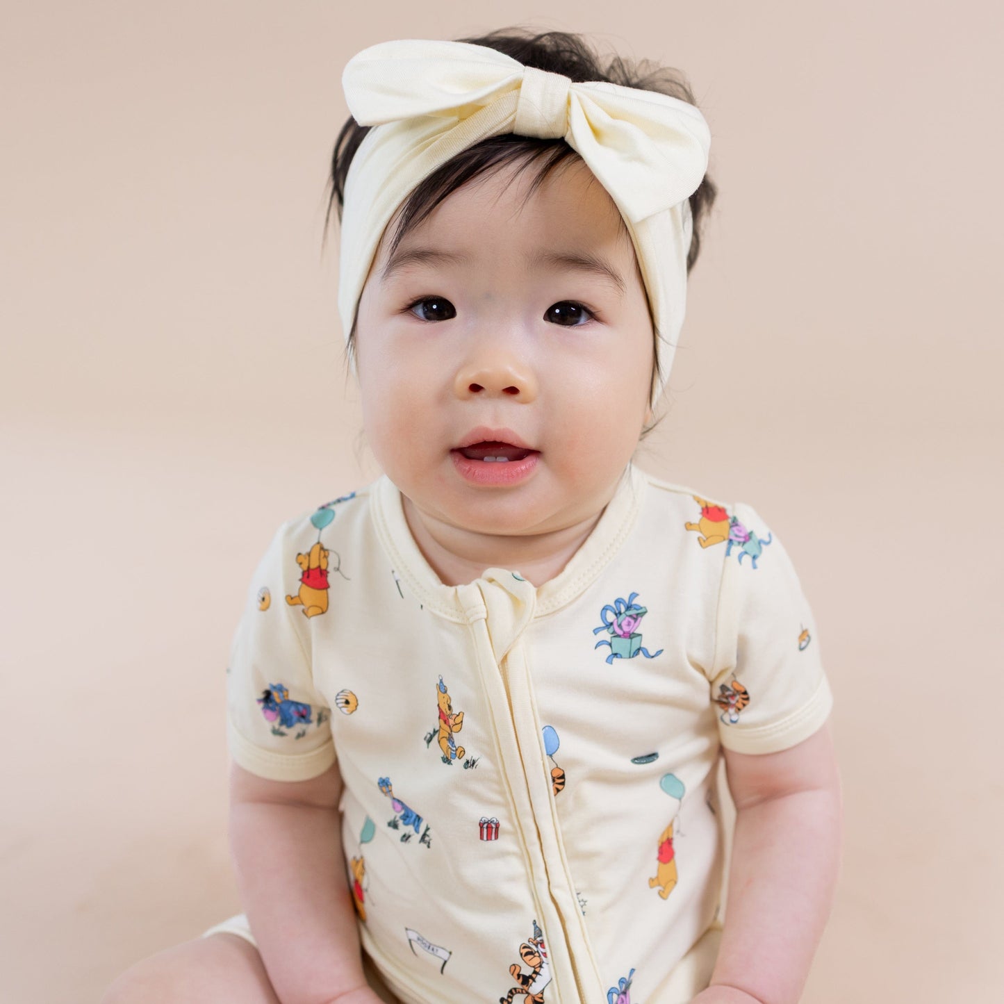 Zipper Shortall Romper in Winnie the Pooh Celebration