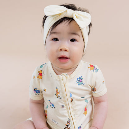 Zipper Shortall Romper in Winnie the Pooh Celebration