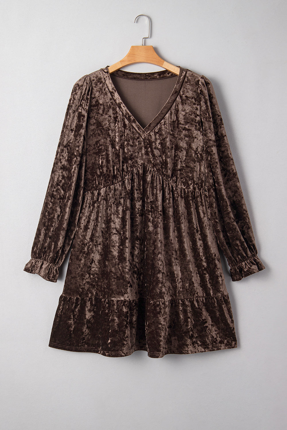 Jungle Green Plus Size Velvet Babydoll Mini Dress