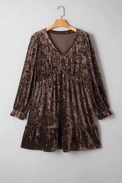 Jungle Green Plus Size Velvet Babydoll Mini Dress