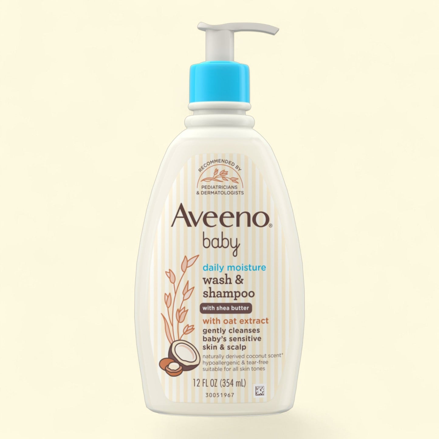 Aveeno Baby Daily Moisturizing Bath Body Wash & Shampoo, 12 fl oz