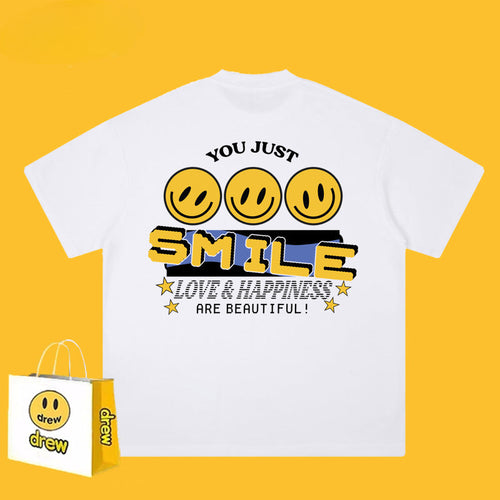 Drew T-shirts Short Sleeve T-shirt Alphabet Graffiti Print