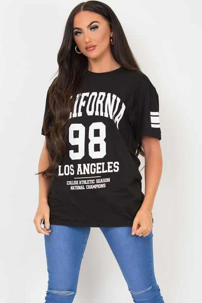 Black Oversized T Shirt With California Slogan