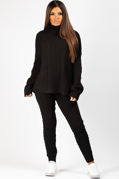 Black Knitted Loungewear Set