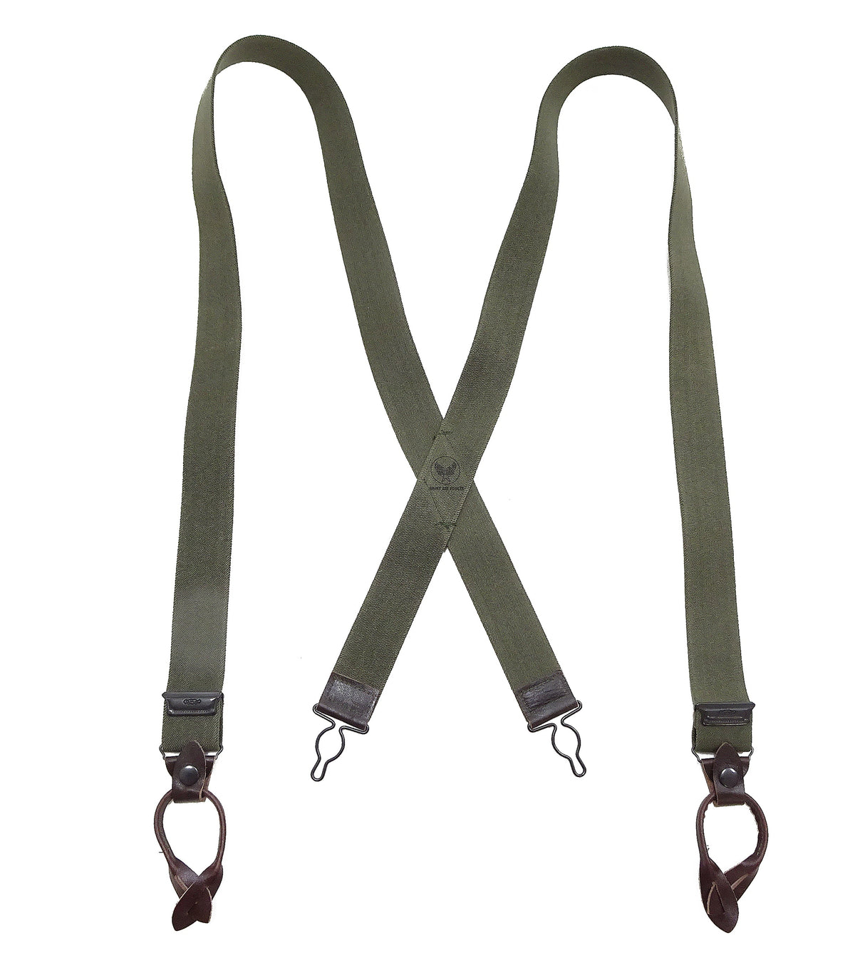 Buzz Rickson Suspenders Men's Reproduction of X back Design Military Button-on Braces for A-11 Trousers BR02718 149 Olive